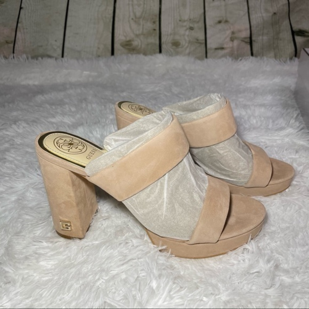 GUESS Taupe Blubell Suede Platform Slide 7.5 - Picture 5 of 16
